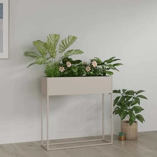 [en.casa] Blumenständer Hellgrau, Metall 80x80x25 cm in grau von en.casa
