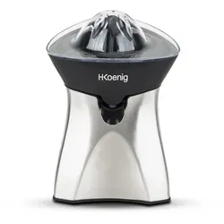 H.Koenig AGR60 Zitruspresse elektrisch - 2 Presskegel & Tropfstopp - Entsafter aus Edelstahl mit 60 W, ideal für frische Zitrussäfte. Automatische Presskegelrotation und spülmaschinenfeste Teile für einfache Reinigung.