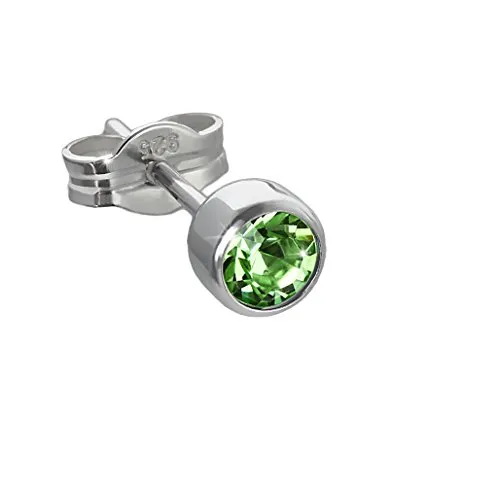 NKlaus Einzel Ohrstecker 925 Silber rhodiniert 4,50mm hellgrün Zirkonia 6577