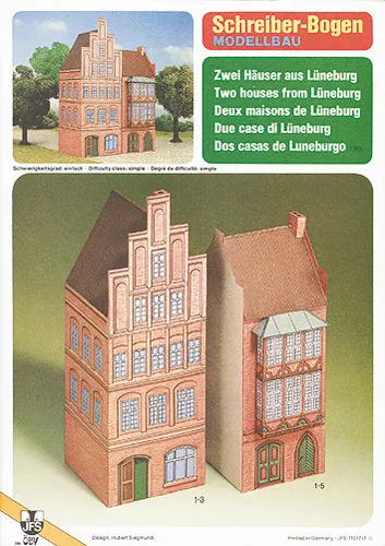 Kartonmodell 2 Häuser aus Lüneburg 1:87 Schreiber Bogen