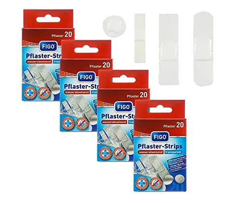 varivendo Notizblock + 4x 20er Pflaster-Strips Transparent = 80 Figo Pflaster