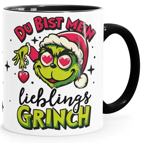 MoonWorks Tasse Tasse Weihnachten Du bist mein Lieblingsgrinch Spruch Lustig, Keramik