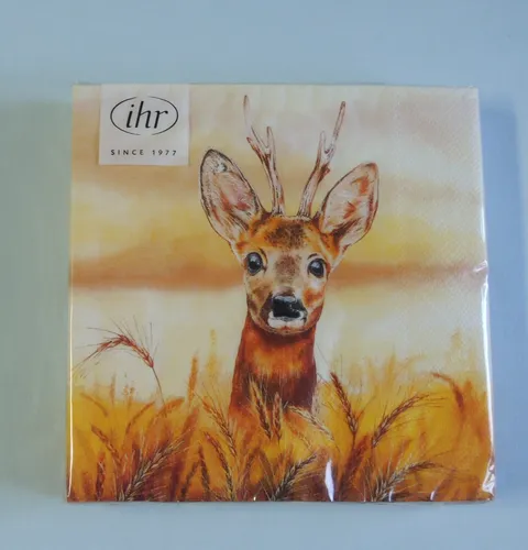 Servietten HERBST Hirsch im Weizenfeld 1 Packung OVP Motivservietten Tiere 20