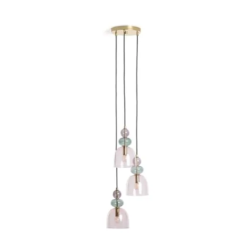 Pendelleuchte Tri Baudelaire in Rosa – Metall & Glas von Ledkia