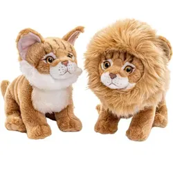 Uni-Toys - Maine-Coon-Katze mit aufsetzbarer Löwenmähne - 20 cm (Höhe) - Plüsch-Kätzchen - Plüschtier, Kuscheltier