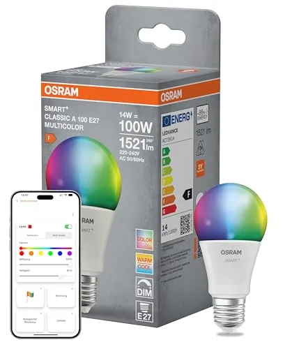 Osram SMART+ MATTER CLASSIC shapes Multicolor A-Form LED-Lampe Kunststoff Matt 14 W 1521 lm Matter Smartspeaker-Kompatibel Dimmbar Energieeffizienzklasse: F