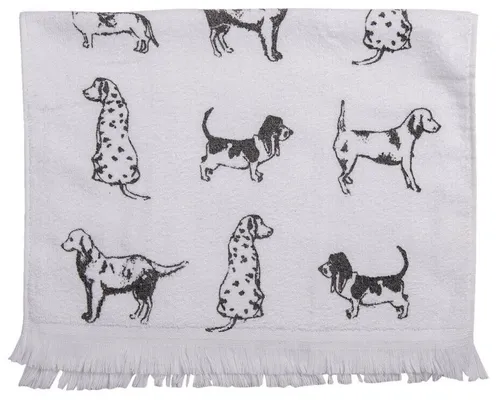 ❤ Gästehandtuch Handtuch Clayre & Eef  40x66 cm Hunde weiß grau Landhaus ❤
