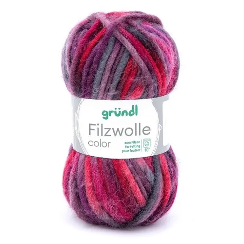 Gründl Filzwolle 50 g lila-bordaux-anthrazit multicolor 100g/5,98Euro