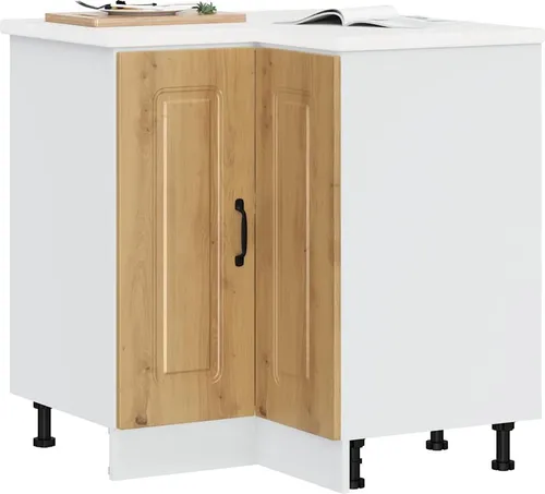 vidaXL Küchen-Eckunterschrank Kalmar - Artisan-Eiche - Einbauküchen-Komponenten mit viel Stauraum und verstellbaren Füßen für optimale Anpassung. Robustes Holzwerkstoff-Material sorgt für Langlebigkeit und Pflegeleichtigkeit.