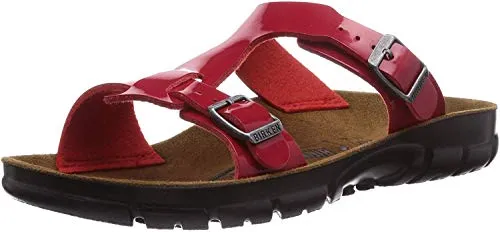 Birkenstock Damen-Pantolette Sofia, schmal, Tango Rot, Größe 36 - Wanderschuhe mit Birko-Flor-Obermaterial und bequemer Veloursleder-Decksohle, ideal für den Sommer und für entspannte Spaziergänge.
