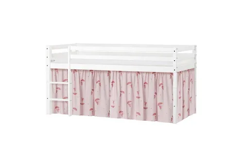 Hoppekids ECO Dream Spielbett, Hochbett teilbar in 2 Einzelbetten, rot - Modulares Hochbett aus Massivholz für Kinderzimmer, umbaubar in 2 Einzelbetten. Mit umweltfreundlichem Nordischen Schwan-Label und gemütlichem Vorhang für märchenhafte Träume.