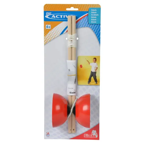 Simba 70500 107303769 - Diabolo Kunststoff mit Holzstäben, ideal für Kinder ab 4 Jahren, zufällige Farbauswahl und Schnur 115cm