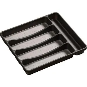 Kesper Besteckkasten 30091 aus Kunststoff, 32,5 x 29,5 cm, Schubladeneinsatz, grau