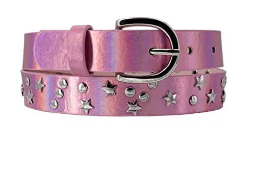 EANAGO Kindergürtel Mädchen | Gürtel >ROCKSTAR< für Kinder | Mädchengürtel mit robuster Metallschnalle, verstellbar | Stylischer Nietengürtel für Jeans & Röcke | für 6-15 Jahre | 57-62 cm