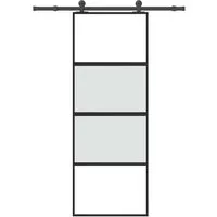 vidaXL Schiebetür 76x205 cm aus Hartglas & Aluminium - Moderne Schiebetür für platzsparende Lösungen. Robustes, gehärtetes Glas und stabiler Aluminiumrahmen garantieren Langlebigkeit und stilvolle Inneneinrichtung.