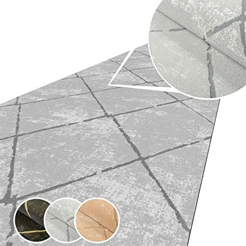 ANRO Teppich Läufer Küchenteppich Küchenläufer Flur Läufer Küche rutschfest anpassbar Weich Velours Grau 200x50cm