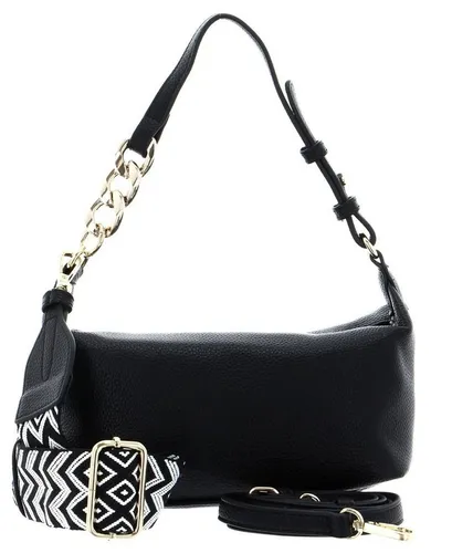 Seidenfelt Manufaktur Schultertasche Persby - Elegante Begleiterin - Schultertasche in Schwarz/Gold mit austauschbaren Trageoptionen, geräumigem Hauptfach und edlem Design für jeden Anlass.