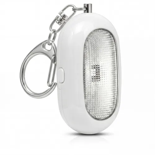 Bearware Überfallmelder, Persönlicher Alarm, Personenalarm, Schlüsselanhänger 125 dB, LED Licht, Taschenalarm, Sirene, Auslöse-Splint, Taschenlampe, kompakt