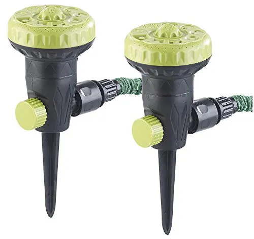 Royal Gardineer Wassersprinkler: 2er-Set Gartensprinkler zum Bewässern und Abkühlen, 9 Einstellungen (Kreisregner, Sprühdüse für Gartenschlauch, Kinder)