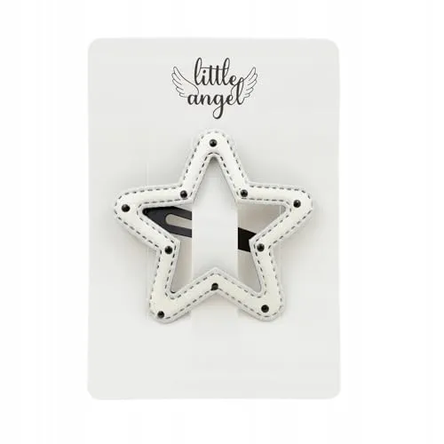 Little Angel Haarspange Sternform – Modische Haarclips für Mädchen & Damen – Stylische Haarklammer im Stern-Design mit Punktmuster – Haarschmuck für Kinder, Teenager & Erwachsene (Weiß)