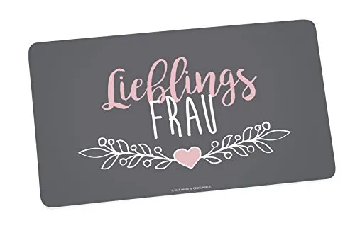 Infinite by GEDA Labels (INFKH) Brettchen Lieblingsfrau 23, 5x14, 5cm Frühstücksbrett Melamin, Grau-Rosa, cm, 23, 5 x 14 x 0, 5 cm, 1 Einheiten