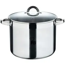 RENBERG Alexander Hoher Kochtopf 26x19 cm - Edelstahl mit Glasdeckel - Kochtopf aus Edelstahl mit 9,5 Litern Volumen, ideal für alle Herdarten. Fünfschichtiger Kapselboden sorgt für schnelle Wärmeleitung und Energieeinsparung.