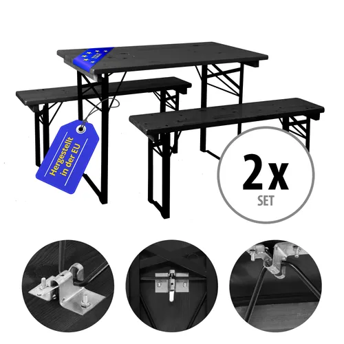 Stagecaptain Hirschgarten Bierzeltgarnitur für Balkon 110 cm Dunkelgrau – 2x Set