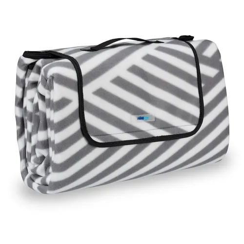 Picknickdecke grau-weiß gestreift von Relaxdays