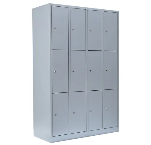 Steelboxx Fächerschrank - 4 Abteile mit 12 Fächern - Robuster Schließfachschrank aus verschweißtem Stahl, ideal für Umkleiden und soziale Räume. Keine Montage erforderlich, GS-zertifiziert für höchste Sicherheit.