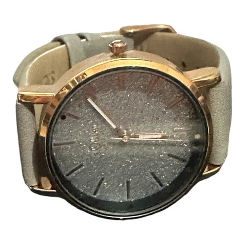 s.Oliver Damen Armbanduhr Lederarmband Grau Glitzer Zifferblatt 3ATM Wasserfest