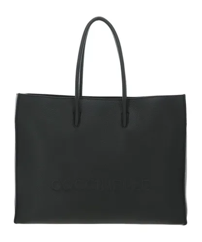 Coccinelle Myrtha Maxi Logo Shopper - Schultertaschen aus genarbtem Rindsleder in eleganten graugrün, ideal für stilbewusste Frauen mit viel Platz für Essentials.