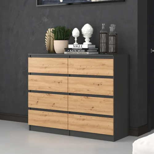 Home Collective Kommode mit 8 Schubladen, Anthrazit Artisan - Kommode & Sideboard mit geradlinigem Design, 8 schienengeführten Schubladen für einfachen Zugriff und viel Stauraum. Ideal für Schlafzimmer, Flur oder Wohnzimmer.