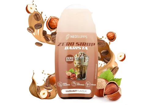 Neosupps Zero Sirup Barista, Hazelnut Geschmack, 65 ml Vegan Sirup, 65 ml, Ohne Zucker, Ohne Kalorien