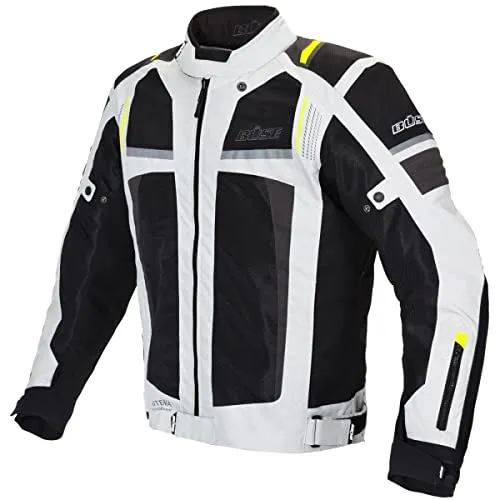 Büse Livorno Meshjacke hellgrau Herren - Motorradjacke mit atmungsaktivem Mesh-Textil für optimalen Komfort und Sicherheit, ausgestattet mit verstellbaren Elementen und herausnehmbaren Protektoren für perfekten Schutz.