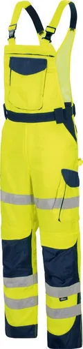 vizwell Arbeitslatzhose Warnschutz Herren - strapazierfähig und DIN zertifiziert - Hochwertige Latzhose in Warnorange und Warngelb, ideal für den professionellen Einsatz. Mit reflektierenden Streifen, ergonomischen Trägern und zahlreichen Taschen für optimale Funktionalität.