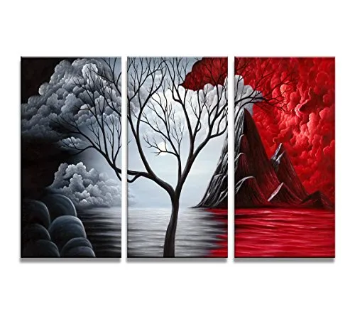 Visario Leinwandbild 120x80 cm 4403 Vulkan Motiv Kunstdruck auf Leinwand fertig aufgespannt Holzrahmen - moderne Wanddekoration Wohnzimmer Schlafzimmer Büro - Natur Landschaft Feuer Lava Wandbild 4403