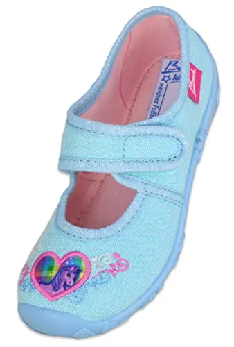 Beck Einhorn Hausschuh (1-tlg) blau|grau 28 EU - Bequemer Hausschuh für Kinder in Größe 28 mit süßem Einhorn-Motiv. Ideal für Zuhause, mit praktischem Klettverschluss für einfaches An- und Ausziehen.