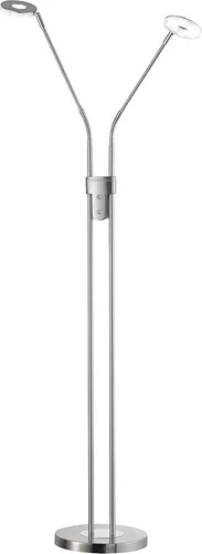 Fischer-Honsel LED-Leseleuchte 2-flammig - Stehleuchte in nickel-matt mit Dimmer, ideal für gemütliches Lesen bei optimaler Lichtsteuerung. Hochwertige Verarbeitung in silber.