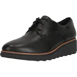 Clarks Sharon Rae Schnürschuhe - Elegante Damenschuhe aus Glattleder, Schwarz - Schnürer für Damen, aus hochwertigem Glattleder mit gepolsterter Innensohle für maximalen Komfort, ideal für Büro und formelle Anlässe.