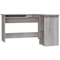 vidaXL Eckschreibtisch Grau Sonoma 120x140 cm - Praktischer L-Form Schreibtisch - Kinderschreibtisch mit ausziehbarer Tastaturablage und 2 offenen Ablagen für optimalen Stauraum. Ideal für kleine Büros oder Studentenzimmer!