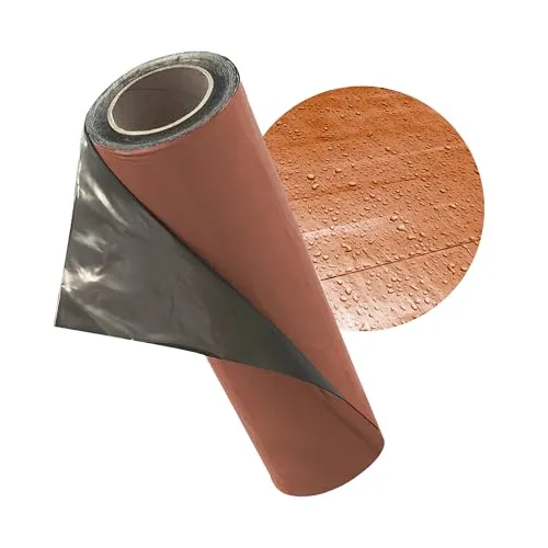 Ultiness® Dachfolie Aluminium selbstklebend 5 x 1 Meter - Ziegelrot - Dachpappe-Alternative für Schuppen und Carports, bietet effektiven Wetterschutz und Temperaturregulierung durch reflektierende Aluminiumbeschichtung.