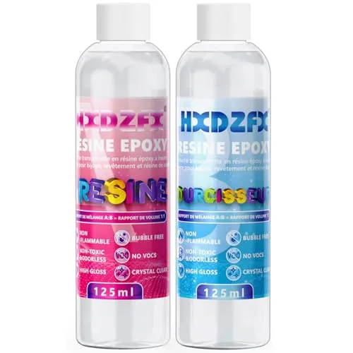 Epoxidharz mit Härter 250ml/275g Glasklar Kunstharz Gießen Epoxy Resin - 2 teiliges Gießharz für Resin Kunst Projekte, Schmuckherstellung - Bonus Handschuhe, Glitze, Messbecher und Holzstäbchen