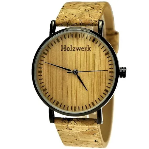 Holzwerk KLAARST Kork & Edelstahl Uhr für Damen und Herren - Stilvolle Armbanduhr KLAARST mit Kork-Zifferblatt und robustem Edelstahlgehäuse. Das elegante Design und die individuelle Maserung machen jede Uhr zum Unikat. Ideal für jeden Anlass!