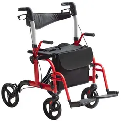 VEVOR 2-in-1 Rollator und Transportstuhl - zusammenklappbare Aluminium-Kombination, leicht und ideal für Senioren, All-Terrain-Räder, 136 kg Tragfähigkeit