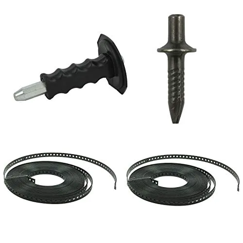 Setzeisen-/Lochband-Set, Setzeisen, 10m Lochband, 200 Betonnägel