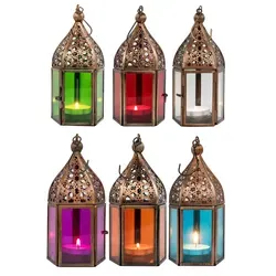 Orientalische Laternen Set Meena - 6 bunte Windlichter - Set mit 6 handgearbeiteten orientalischen Laternen, Höhe 16 cm, aus Metall und Glas. Ideal für stimmungsvolle Akzente im modernen Wohnraum. Jedes Stück bietet faszinierende Schattenspiele und ist ein echtes Highlight.