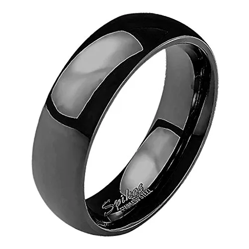 Mianova Band-Ring Edelstahl Herrenring Damenring Partnerring Trauring Verlobungsring Damen Herren Schwarz Größe 63 (20.1) Breit 6mm