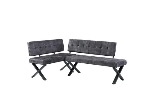 B&D home® Eckbank EKA L-Kombi 120x191cm – modulare Esszimmerbank mit Lehne - Robuste Eckbank mit stabiler X-Form aus Metall und pflegeleichtem Bezug in Anthrazit. Ideal für kreatives Einrichten und gemütliche Essbereiche.