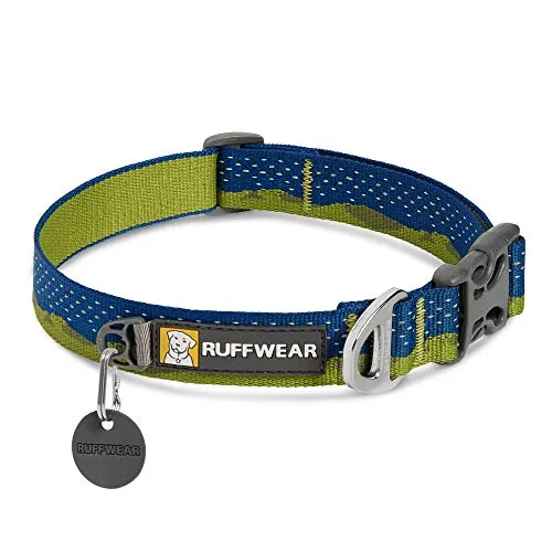 Ruffwear Crag Collar Green Hills - Hochwertiges Hunde-Halsband mit verstellbarer Größe von 51-66 cm und einer Breite von 25 mm, ideal für aktive Hunde und Outdoor-Abenteuer.