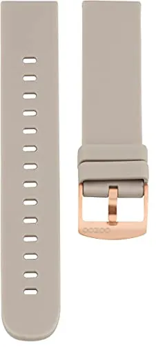 Oozoo Ersatzarmband Uhr 20mm Silikon - Taupe mit Roségoldverschluss - Uhrenarmband 20mm aus weichem, wasserfestem Silikon für Herren & Damen, ideal für aktiven Lifestyle mit Schnellwechselverschluss für einfachen Austausch.